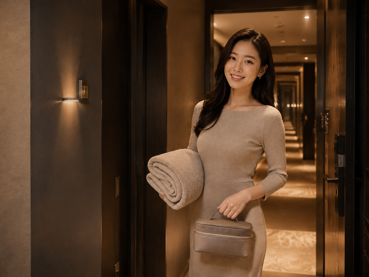 오산 갈곶 방문 홈케어 일정을 준비하는 젊은 성인 한국 여성 관리사